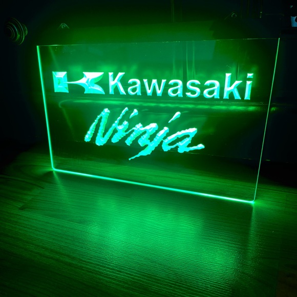 KAWASAKI NINJA LED NEON GREEN LIGHT SIGN 8x12 - Picture 2 of 3